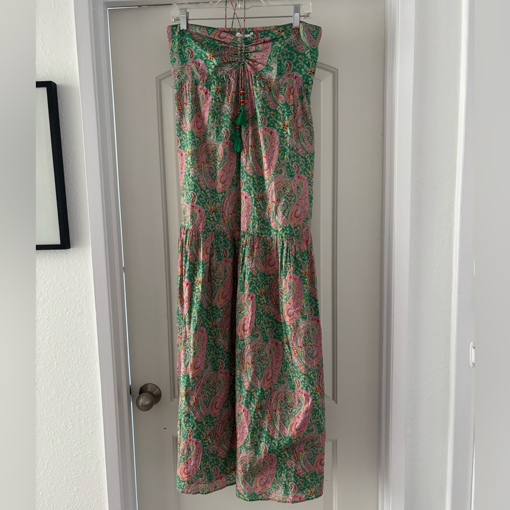 BA&SH Green and Pink Paisley Maxi Dress SIZE M